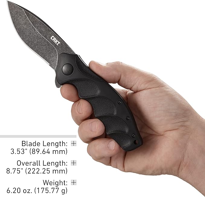 CRKT Foresight EDC Assisted Folding Pocket Knife: Urban Everyday Carry, Black Blade, IKBS Ball Bearing Pivot, Liner Lock, Grooved Glass Reinforced Nylon Handle, Deep Carry Pocket Clip K221KKP