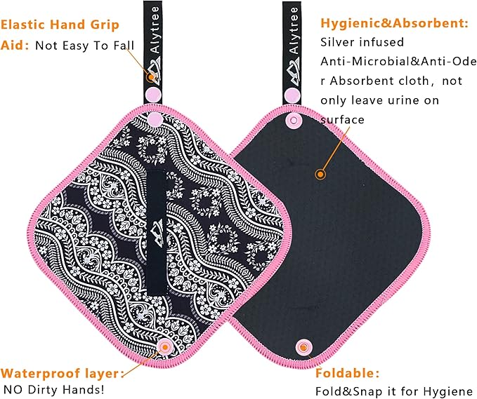 2PCS Pee Cloth Silver Infused for Women Hiking, Pee Rag for Female Peeing Outdoor,Camping Reusable Toilet Paper,Hygienic Urination Solution for Travel