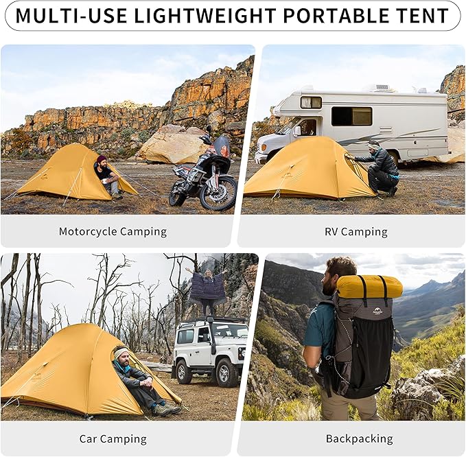 Naturehike Cloud-Up 2 Person Tent Lightweight Backpacking Tent with Footprint - Free Standing Ultralight Camping Hiking Backpack Tents Two Person Tent