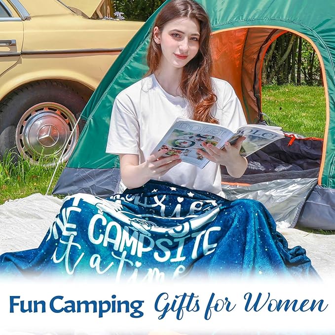 Camping Wearable Blanket Hoodie - Camping Gifts for Women Men - Camper Blanket Gift for Camper Outdoor - Camping Essentials Accessories - Camp Decor for Bedding RV Campsite Travel Hiking 70"x60"