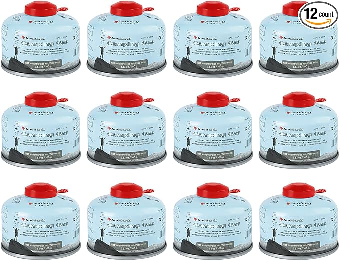 Isobutane Fuel Canister 100 Gram Camping Stove Fuel Butane Propane Blend Camping Fuel Gas Canister Backpacking Fuel Light-weight Compact Camping Fuel Mini Propane Tanks Camp Stove Fuel 3.53oz