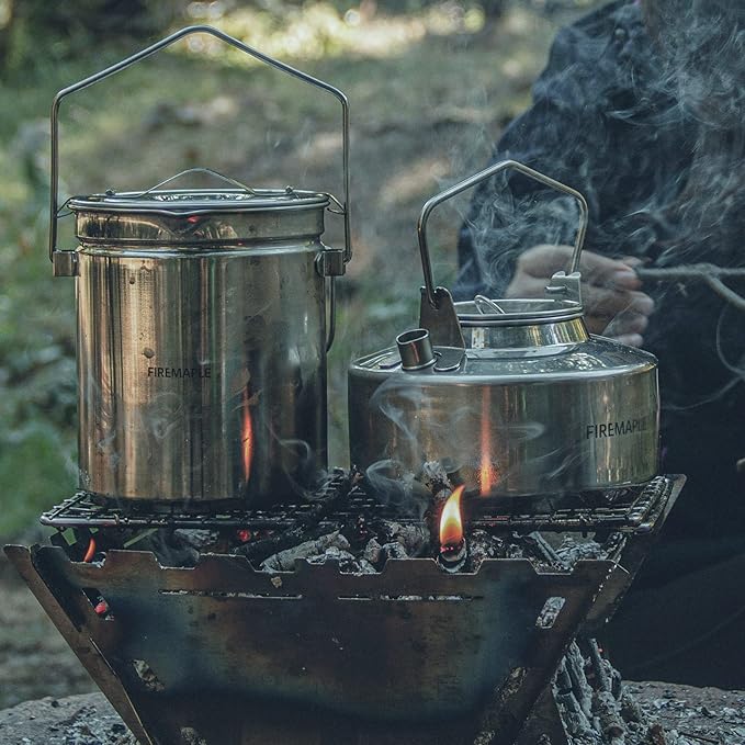 Fire Maple Antarcti 1.2L Camping Pot with Lid | SUS304 Stainless Steel Bushcraft Gear | Hangable Campfire Cooking Equipment