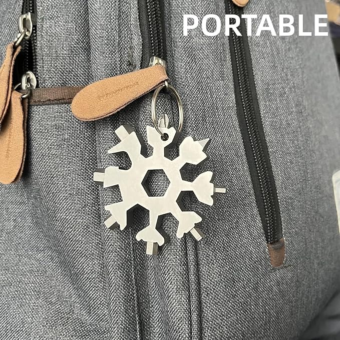 Gifts for Men, FODARSAI 18-in-1 Snowflake Multitool, Stocking Stuffers for Men, Cool Camping Tool Gadgets for Men, Unique Gifts for Dad, Husband, Boyfriend (Silver)