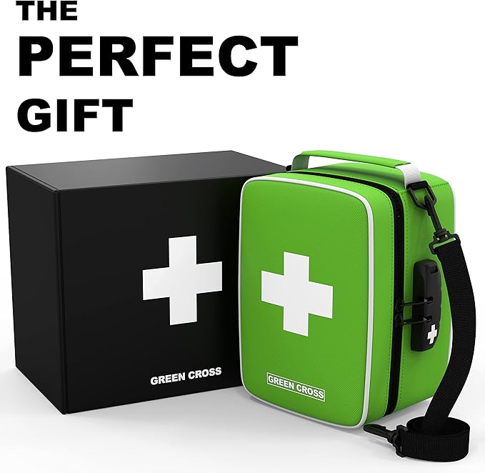 GREEN CROSS Smell Proof Bag Stash Box Medicine Bag Stash Bag 9x6x5 (Green Nylon)
