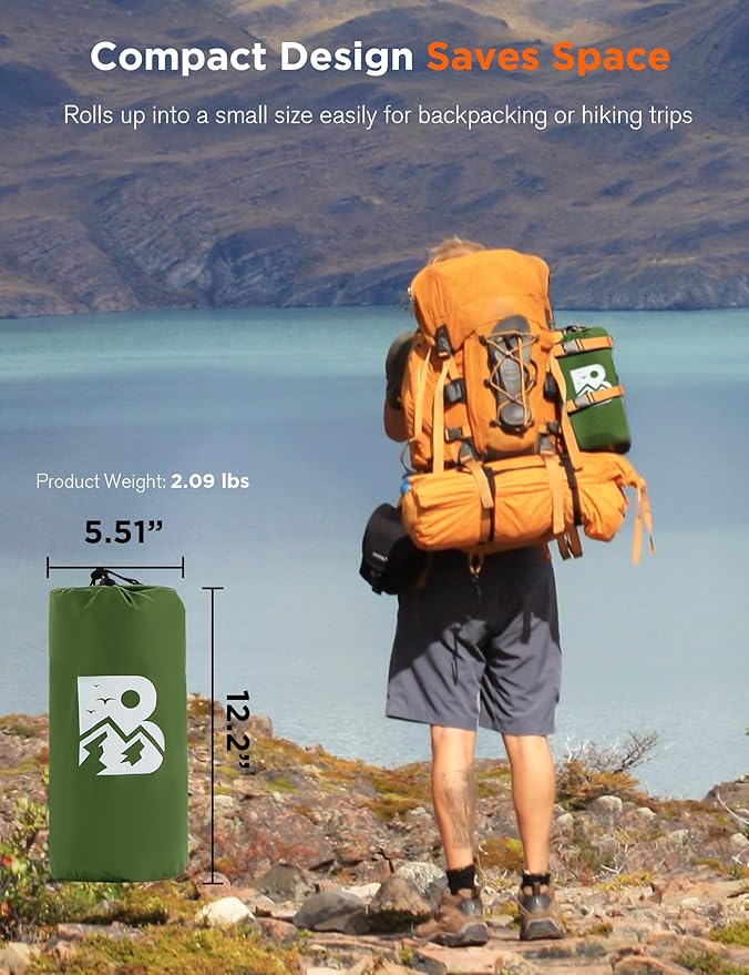 Sleeping Pad for Camping 6 Inches Thick Self Inflatable Ultra Lightweight Sleep Mat with Built-in Pillow & Pump Compact for Backpacking Hiking Tent Travel w/Carrying Bag 77.5''LX27''W, Green