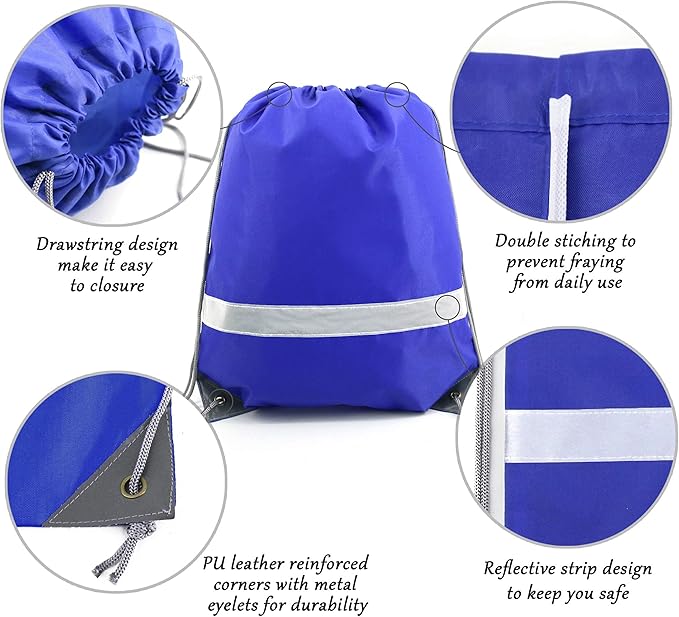 BeeGreen Drawstring Backpack Bags 20,30,50 Packs Reflective String Bags for Gym Sport Trip Cinch Sack DIY for Women Men