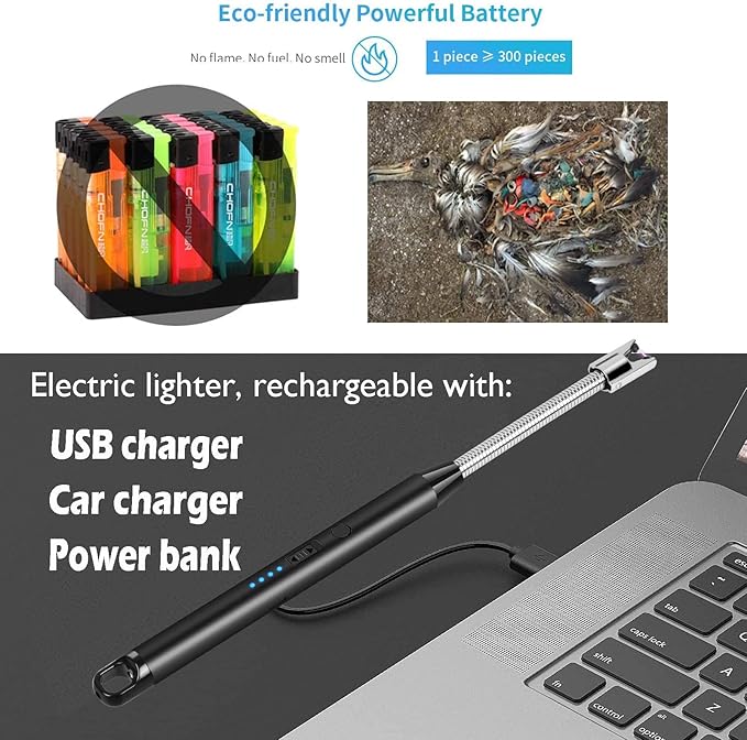 Candle Lighter Long USB Rechargeable Lighter,Electric Arc Lighter Flexible Flameless for Candles,Camping,Grill,Stove,BBQ