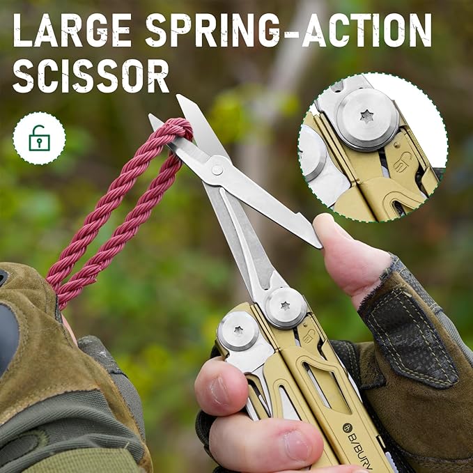 BIBURY Multitool Pliers Pro BI2045, Foldable Multitools with Replaceable Wire Cutters and Saw, Stainless Steel Multi Tool w/Upgraded Scissors and Screwdriver Set, Ideal for Camping, Fishing, Survival