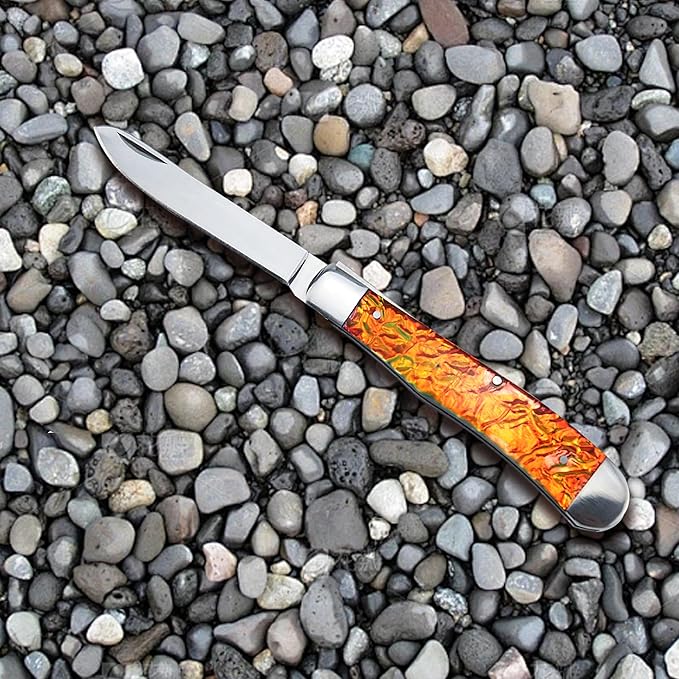 ALBATROSS Traditional Stainless steel Folding Pocket Knives with 2 Blades, FK060 (Orange)