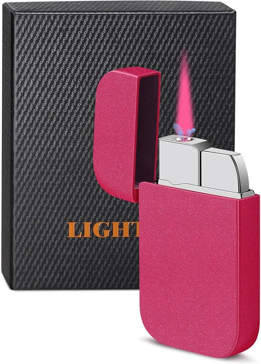 Pink Flame Torch Lighter,Cute Glitter Pink Lighter,Refillable Butane Lighter, Windproof Lighter for Outdoor Camping BBQ Candle,Nice Gift for Girls,Women on Birthday,Anniversary(1 Pack,without Butane)