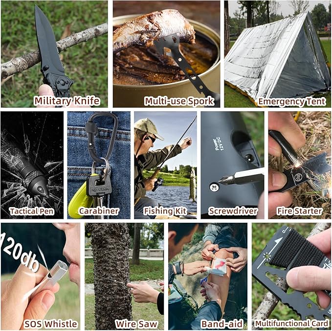 Survival Kit 25 in 1,Gifts for Men Dad Husband Teenage Boy,Survival Gear Tool Cool Gadgets Emergency Survival Gear and Family Hiking Camping Adventure Equipment