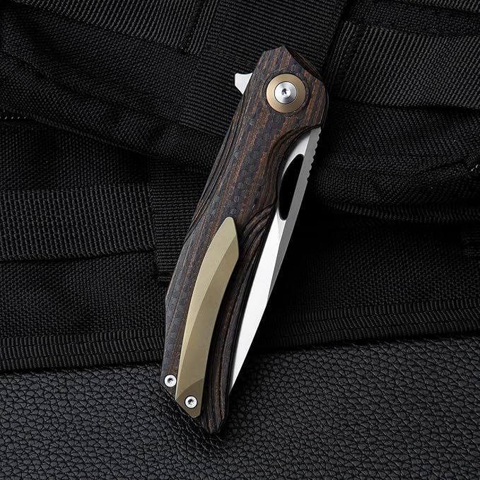 BESTECH KNIVES Pocket Folder Folding Knife: 3.54" 154CM Steel Satin Blade, Carbon Fiber and G10 Scales, Flipper, Liner Lock, EDC Titanium Clip, BL01D (Black Orange)