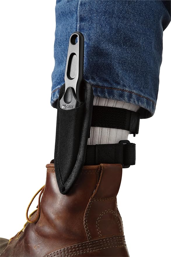 CRKT Sting Fixed Blade Knife with Sheath: Everyday Carry Boot Knife, Double Edged Powder Coated Stainless Steel, Contoured Handle, Nylon Sheath with Strapping for Carry Options 2020