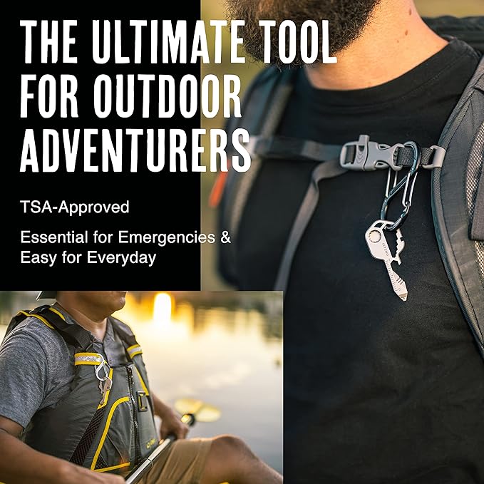 Key Shaped Pocket MultiTool, Small 16-in-1 Ultimate Utility Kit, Made with Lightweight Stainless Steel, TSA Compliant
