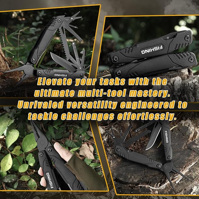 POSEIDON Series 15-P Multitool Fishing Pliers with Premium Saw Wire Nozzle, Saw,juvenile fish ruler,fishing line cutter