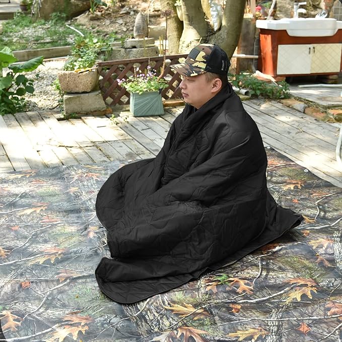 Military Poncho Liner 55”x 79” Camping Blanket Woobie Compact Waterproof for Travel Stadium Outdoor Camping