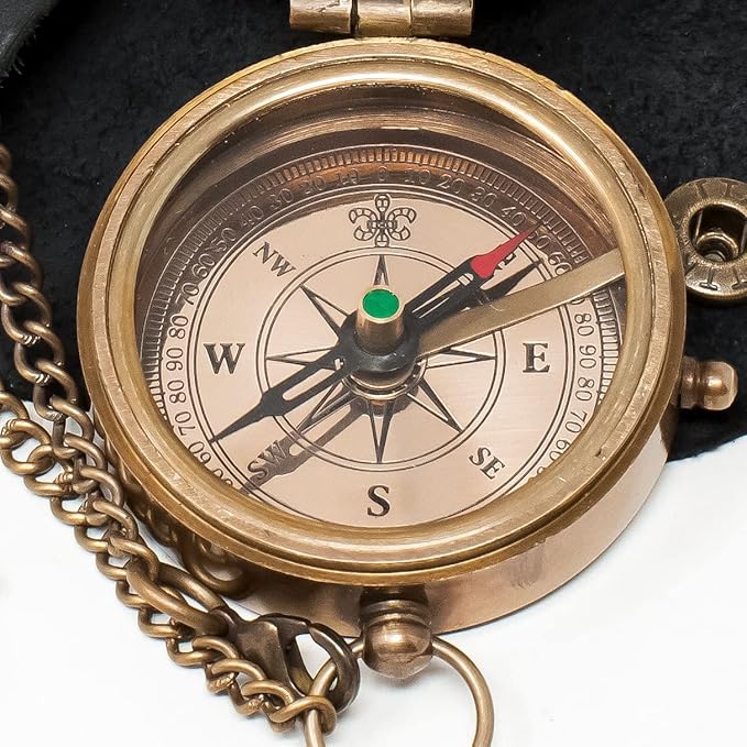 Engraved Personalized Inscription Antique Brass Compass Engraved with Leather Case Son Mom Children Gift Baptism Birthday Easter Decor