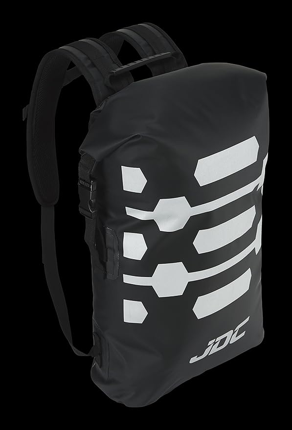JDC Motorcycle Rucksack 100% Waterproof Dry Bag 30L - REFLECTOR - Black