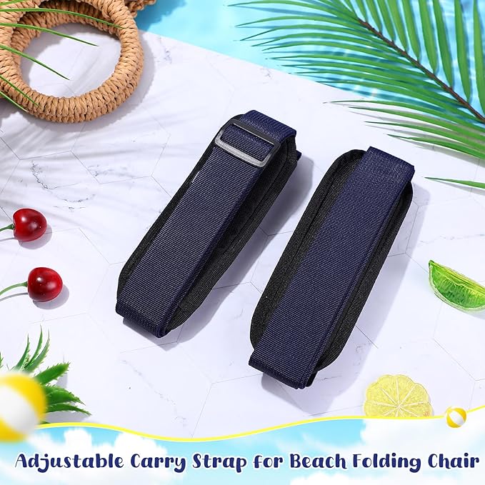Sanwuta 5 Pcs Carry Strap for Beach Folding Chair, Adjustable Beach Chair Straps Shoulder Carrying Straps for Folding Chair Umbrella Backpack Camping Picnics Outdoor Foldable Bikes (Navy Blue)