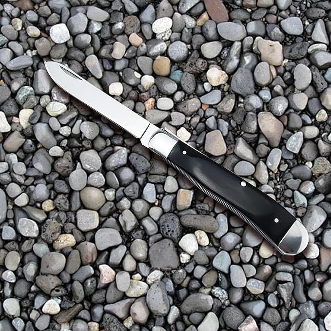 ALBATROSS Traditional Stainless steel Folding Pocket Knives with 2 Blades, FK060 (Black)
