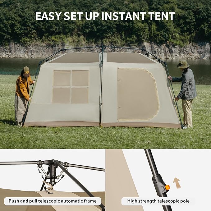 Naturehike Village Camping Tent,4/6/8 Person Tents for Camping, 60S Easy Setup Instant Tent for Family Camping, Car Camping