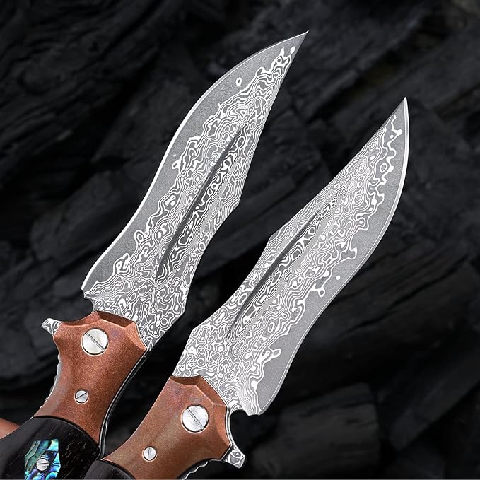 handmade japanese vg10 damascus steel folding knife with ebony lined lock handle, 5.5 "with leather sheath, edc pocket knife, men's outdoor camping fishing