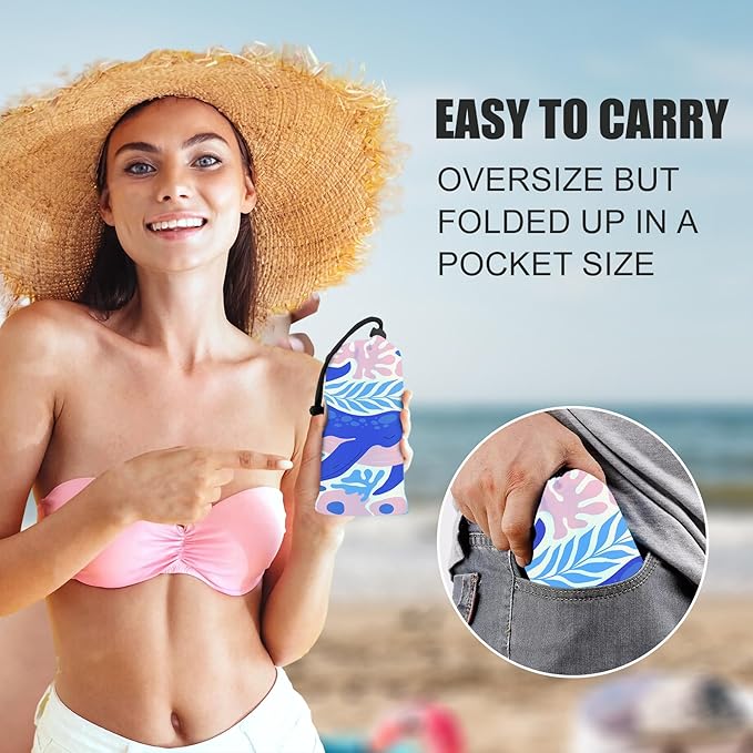 Beach Blanket Waterproof Sandproof 79"x 83" for 1-4 Adults,Quick Drying Beach Mat,Lightweight & Durable,Beach Essentials for Family Beach Camping Travel Picnic (Pink Fish)