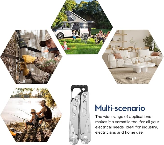 Multitool 11 in 1 Multi Function Pliers Folding Pocket Tool with Sheath Camo Portable Durable Stainless Steel Outdoor Tool,Durable and Lightweight EDC Gifts for Men Grandpa Husband