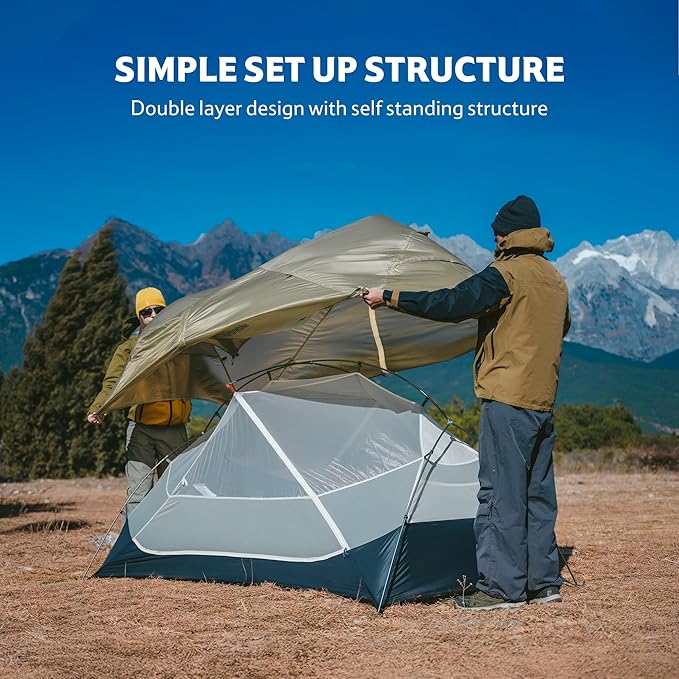 Naturehike Mongar UL 1/2Person Backpacking Tent,15D Nylon Waterproof Ultralight 1-2 Person Tent with Footprint