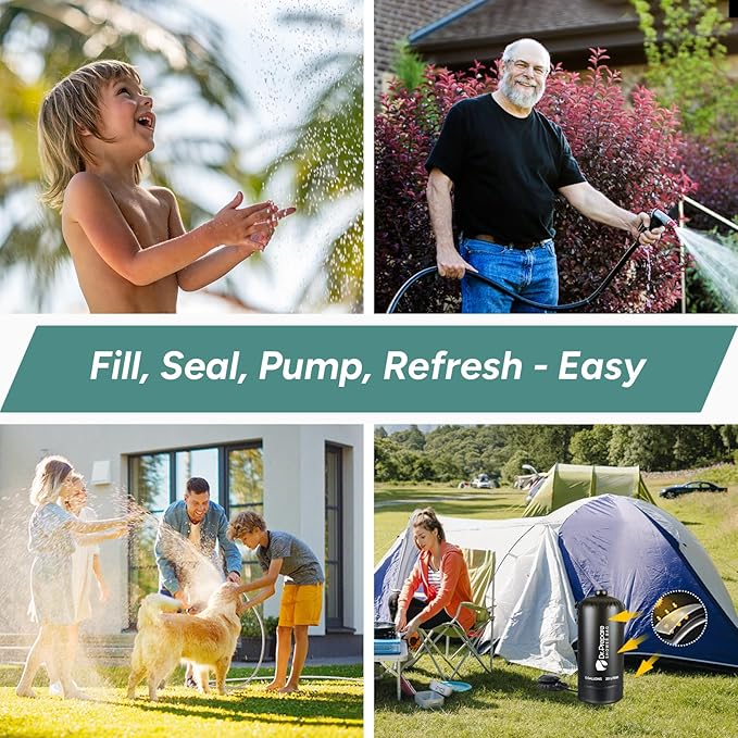 DR.PREPARE Camping Shower, 4 Gallons/5 Gallons Portable Camp Shower with Foot Pump, Dual Shower Options, Large Water Inlet, Portable Outdoor Shower for Camping, Beach, Hiking, Climbing