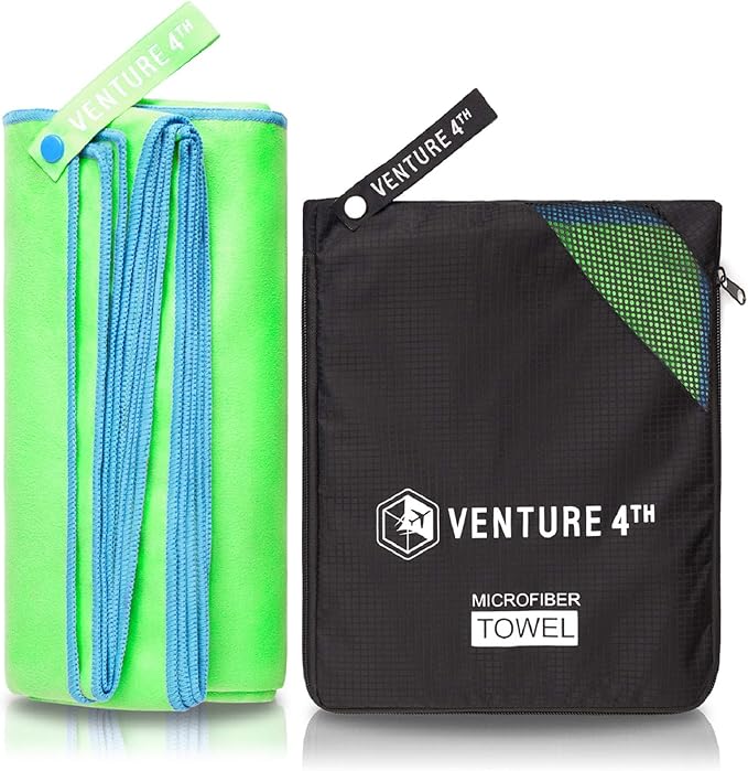VENTURE 4TH Quick Dry Travel Towel - Fast Drying Ultra Soft Microfiber Towels - Essential for Camping, Backpacking, Yoga, Swimming, Gym, Sports and Beach - 3 Compact Sizes