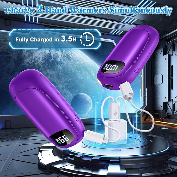 Hand Warmers Rechargeable - 2 Pack Electric Hand Warmers 14000mAh, 16 Hrs Warmth Dual-Sided Heating Max 131℉, Reusable Hand Warmers Pocket Heater for Raynauds, Hunting, Golf, Camping