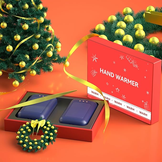 Electric Hand Warmers Rechargeable 2 Pack, 6400mAh Rechargeable Hand Warmer, 16 Hrs Portable Hand Warmer for Outdoor Camping Hunting Golf Accessories, Gifts for Women Men - Blue