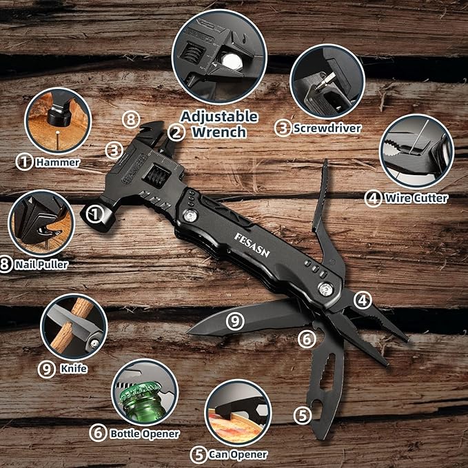 Multi Tool Hammer - Multitool Hammer for Survival,16 in 1 Adjustable Wrench Multitools Pliers Survival Camping Gear Gadgets Hiking Outdoor,Home DIY Use