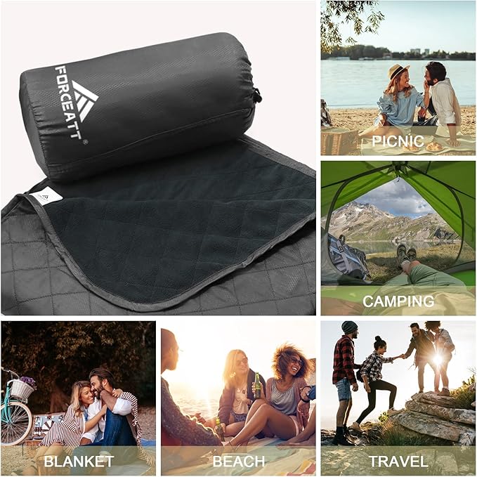 Forceatt Camping Blanket, 79" X 57" Large Outdoor Blanket, Sandproof, Waterproof for Outdoor Festivals, Beaches, Picnics, Stadium,Camping, Parks, Hiking, Travel, Family Suitable for 4 Seasons.