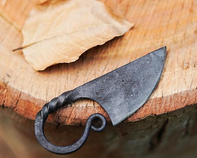 Handmade Viking knife - Hand Forged Celtic Pocket Knife - Hardened Blade Vintage Art Collection - Carbon Steel Necklace Knife with Sheath