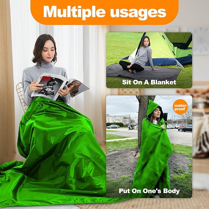 DOBYE Hooded Stadium Blanket, Large Waterproof Outdoor Fleece Blanket, Windproof Wearable Portable Warm Mat for Camping