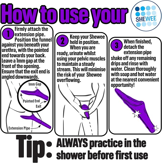 SHEWEE Extreme Female Urinal – UK Made Reusable Pee Funnel, Travel Essential Camping Accessories Festival Essential, Stand to Pee Female Urination Device
