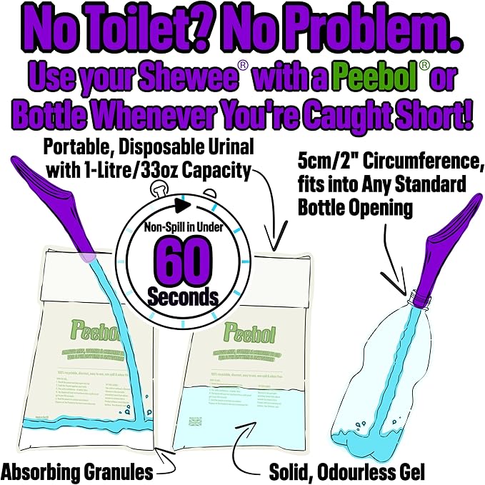 SHEWEE Extreme Female Urinal – UK Made Reusable Pee Funnel, Travel Essential Camping Accessories Festival Essential, Stand to Pee Female Urination Device