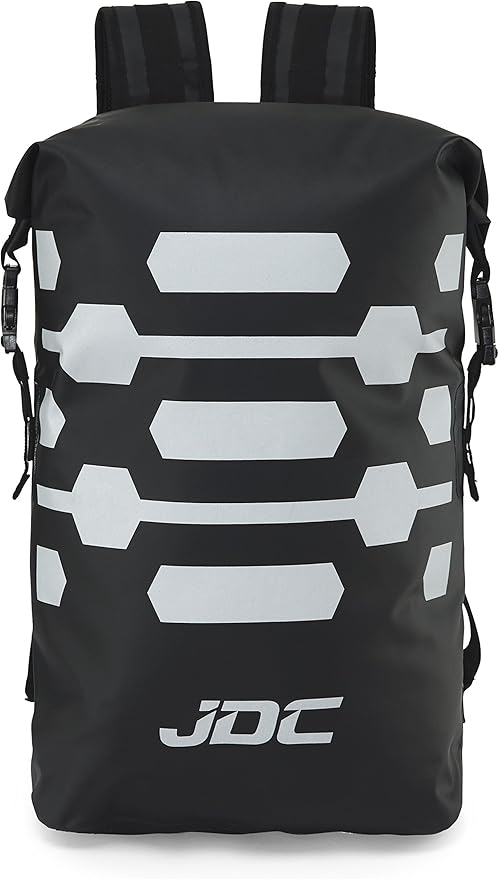 JDC Motorcycle Rucksack 100% Waterproof Dry Bag 30L - REFLECTOR - Black