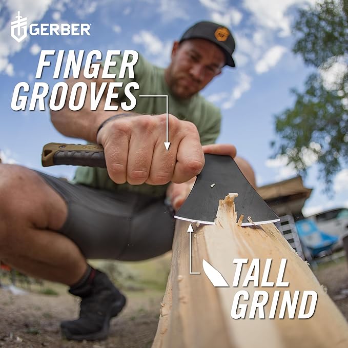 Gerber Gear Pack Hatchet - 3.5" Steel Blade with Full Tang - Camping and Survival Hatchet with Included Mountable Nylon Sheath - Coyote Brown