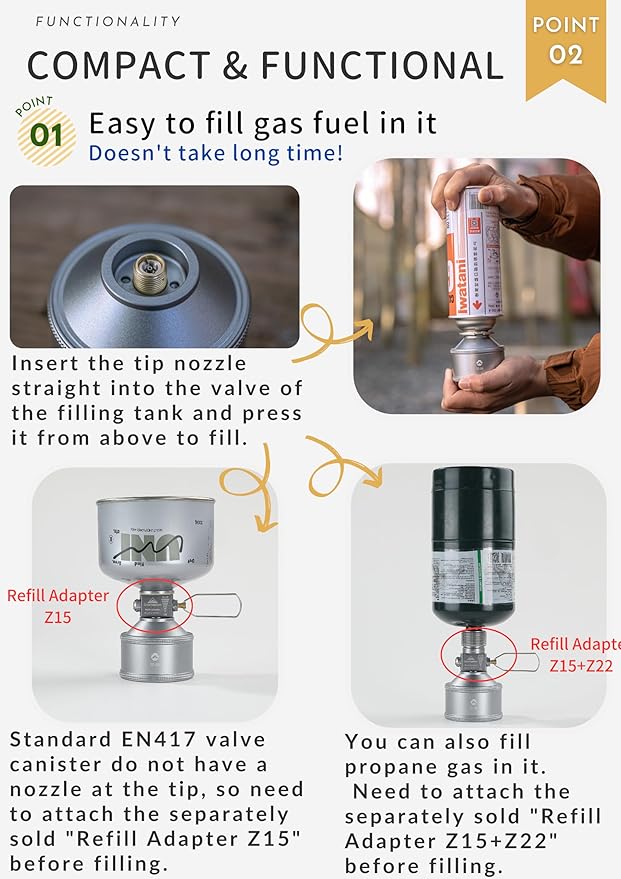 CAMPINGMOON Empty Refillable Cylinder 35g Standard for Backpacking Camping EN417 Lindal Valve Silver TC-28