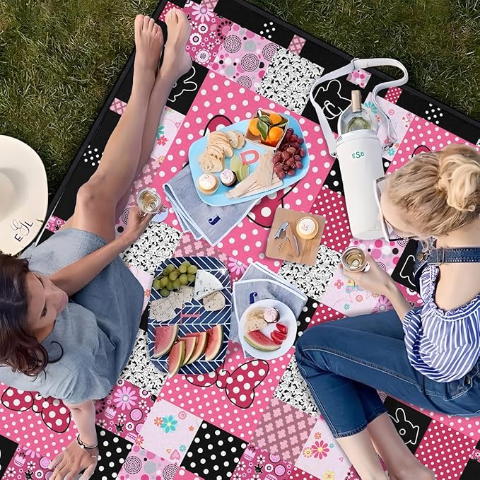 Pink Picnic Blanket Waterproof Foldable Extra Large Picnic Mat Beach Blanket 60"x80" for Camping Beach Hiking Patio Party Outdoor Decor Gifts