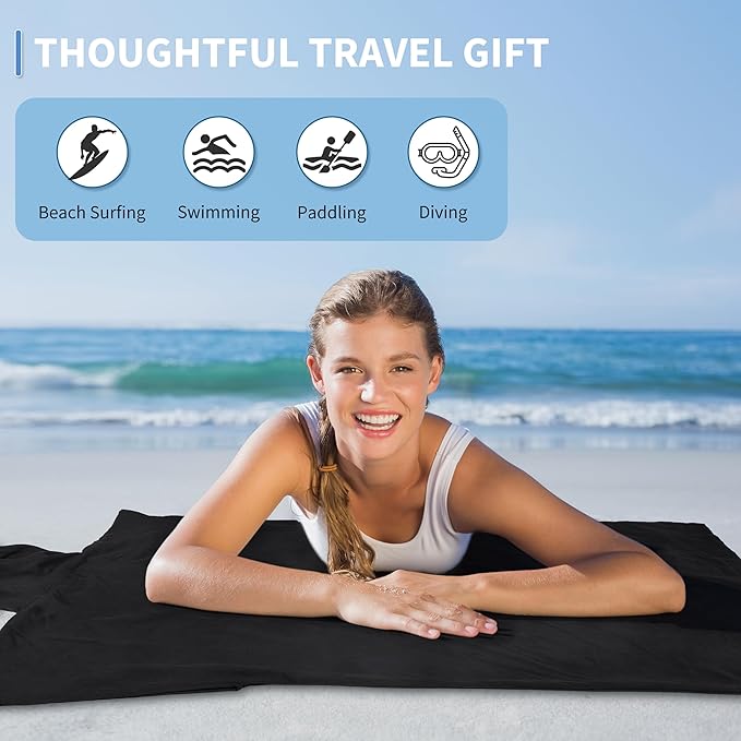 Tirrinia Hooded Surf Poncho Changing Towel Summer Swim Robe with Pocket, Quick Dry Towel Hoodie for Surfing Swimming Diving Men Women
