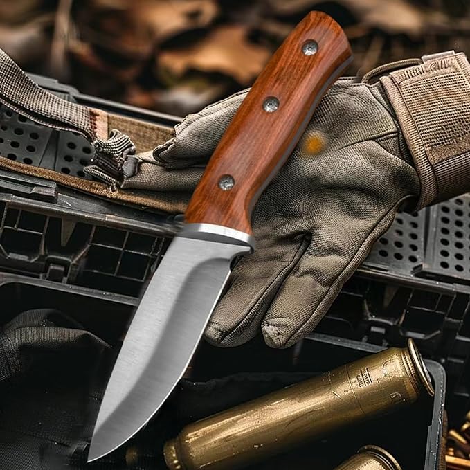 Hunting, Fishing, Camping, Hiking Knife with Leather Sheath