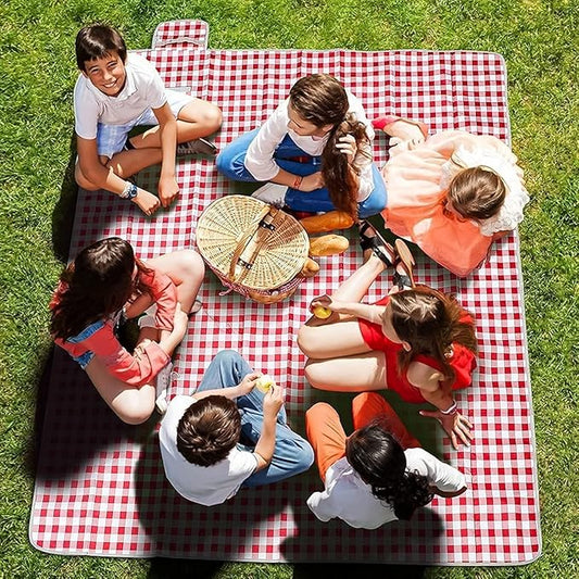 TONDAZHIYO Picnic Blankets Waterproof Foldable ,80”x60” Beach Blanket,Camping Sand mat, Large sandproof Lightweight Outdoor Blankets, Park (red & White)