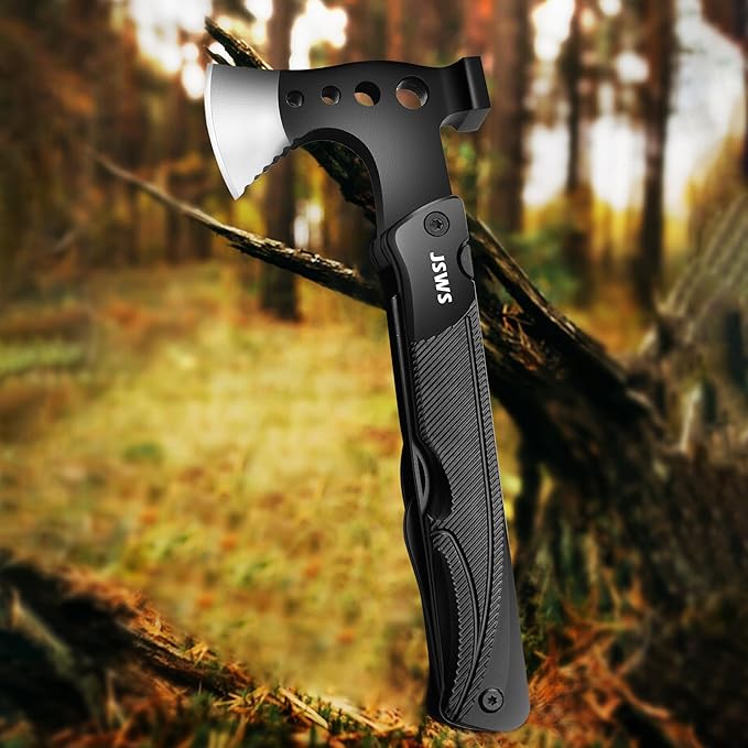 Multitool Axe Hammer 14-in-1 Portable Hatchet with 3.15'' Knife Blade Bottle & Can Opener Screwdriver Saw Christmas Gifts for Men Dad Husband Boyfriend Perfect for Camping Fishing Survival