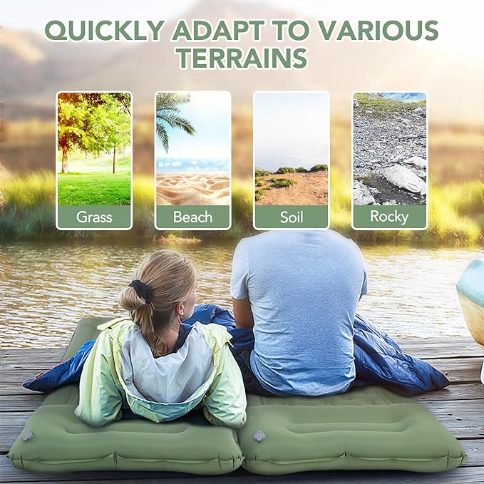 TOMSHOO Sleeping Pad, Ultralight Camping Mat Inflatable Sleeping Mat 77''X28'' Camping Mattress with Pillow Built-in Foot Pump with 2 Carabiners for Camping, Hiking, Travel, Tent