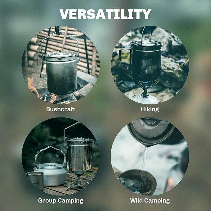 Fire Maple Antarcti 1.2L Camping Pot with Lid | SUS304 Stainless Steel Bushcraft Gear | Hangable Campfire Cooking Equipment