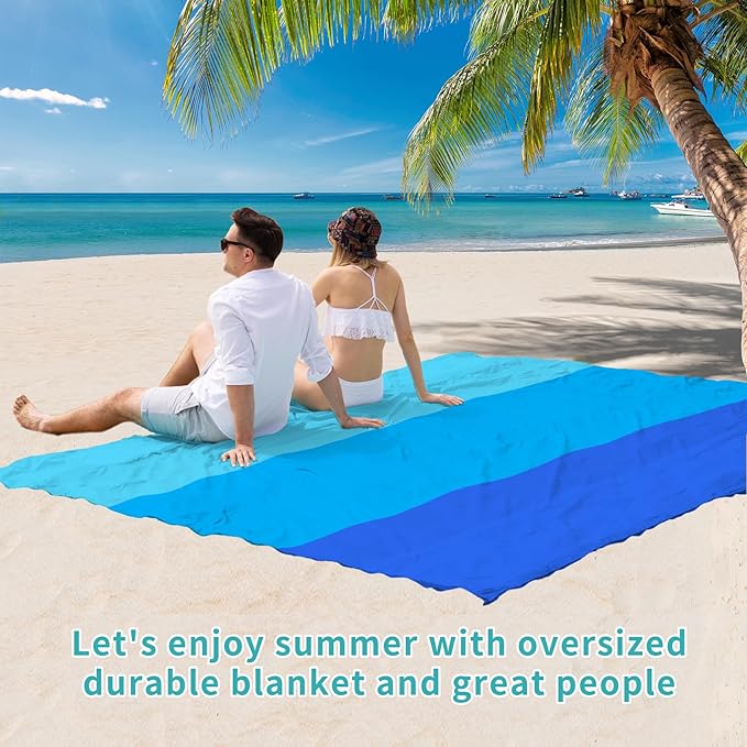BYDOLL Beach Blanket Sandproof Waterproof 78''×110''1-7 Adults Compact Lightweight Oversized Beach Blanket Large Picnic Mat Beach Blanket for Travel Camping Hiking Picnic